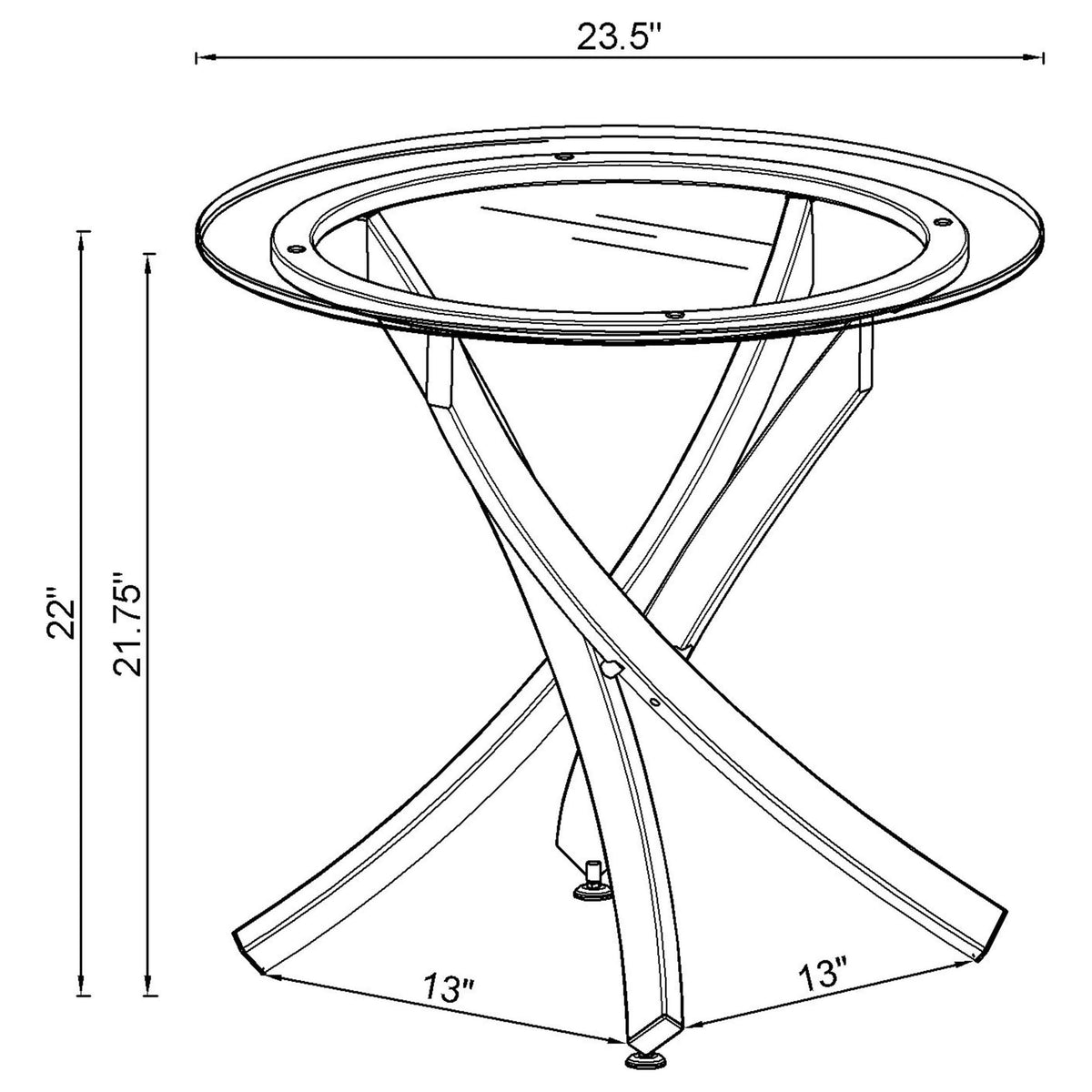 Brooke Round Glass Top Coffee Table & End Table - Crisscross Chrome Base with Black Frame, Table Sets – view 19