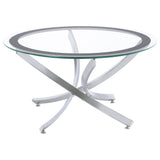 Brooke Round Glass Top Coffee Table & End Table - Round Coffee Table