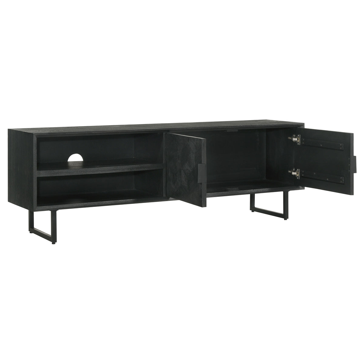 Marsden 70" Mango Wood TV Stand - Charcoal Black with Ornate Iron Hardware & Bracket Legs – view 4