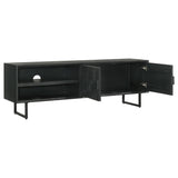 Marsden 70" Mango Wood TV Stand - Charcoal Black with Ornate Iron Hardware & Bracket Legs – view 4