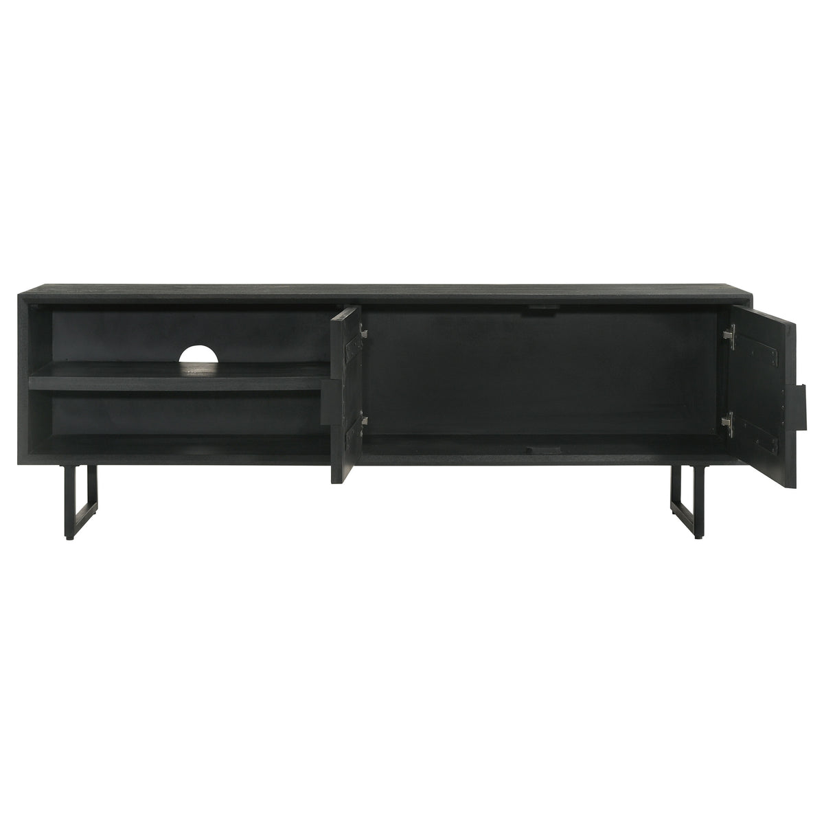 Marsden 70" Mango Wood TV Stand - Charcoal Black with Ornate Iron Hardware & Bracket Legs – view 6