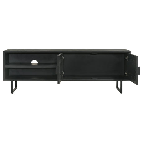 Marsden 70" Mango Wood TV Stand - Charcoal Black with Ornate Iron Hardware & Bracket Legs – view 6