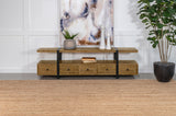 Otto 70" Mango Wood TV Stand with 5 Drawers - Rustic Brown with Gunmetal Legs – view 1