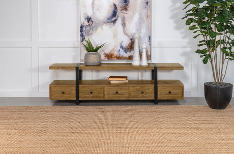 Otto 70" Mango Wood TV Stand with 5 Drawers - Rustic Brown with Gunmetal Legs – view 1