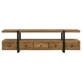 Otto 70" Mango Wood TV Stand with 5 Drawers - Rustic Brown with Gunmetal Legs – view 4