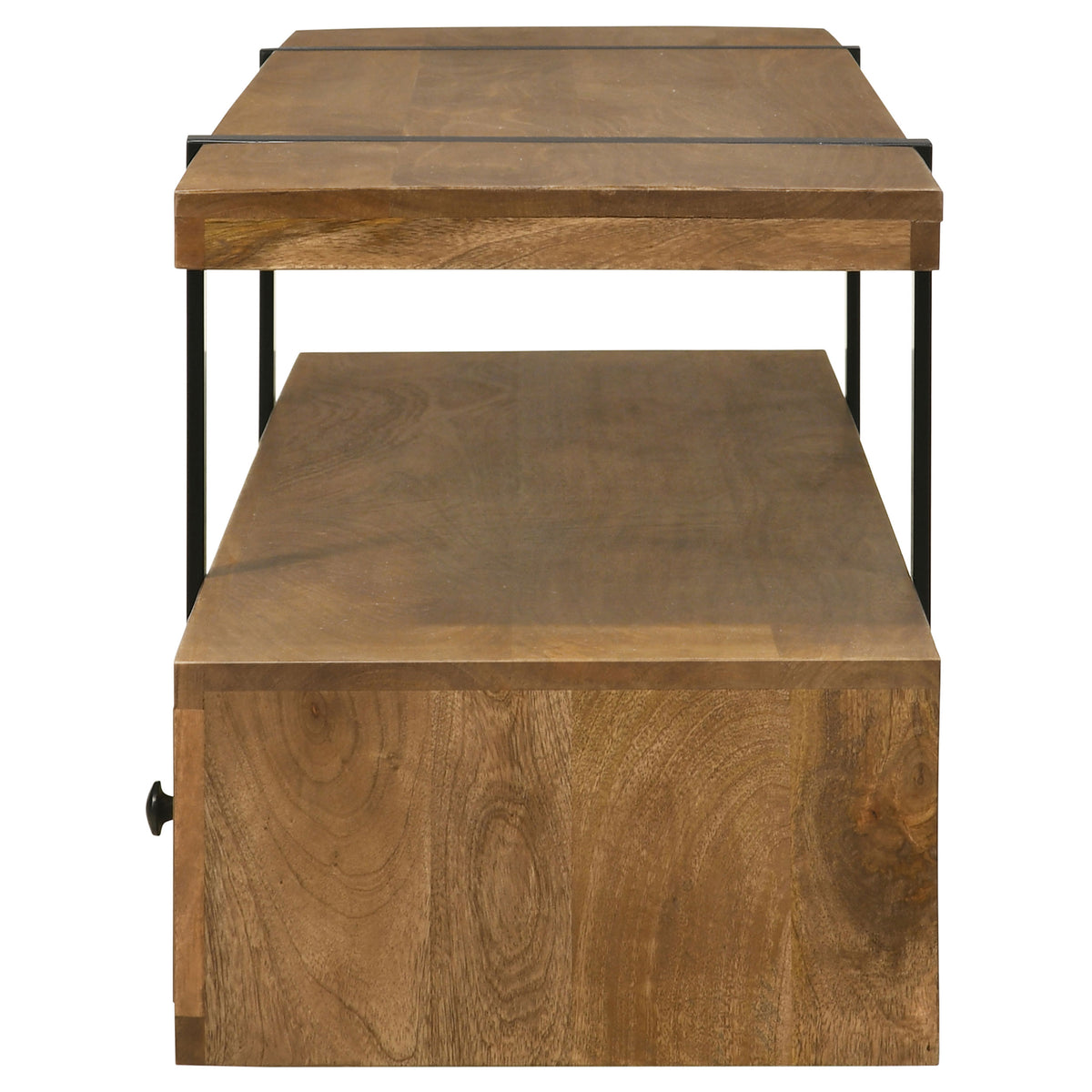 Otto 70" Mango Wood TV Stand with 5 Drawers - Rustic Brown with Gunmetal Legs – view 7