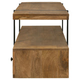 Otto 70" Mango Wood TV Stand with 5 Drawers - Rustic Brown with Gunmetal Legs – view 7