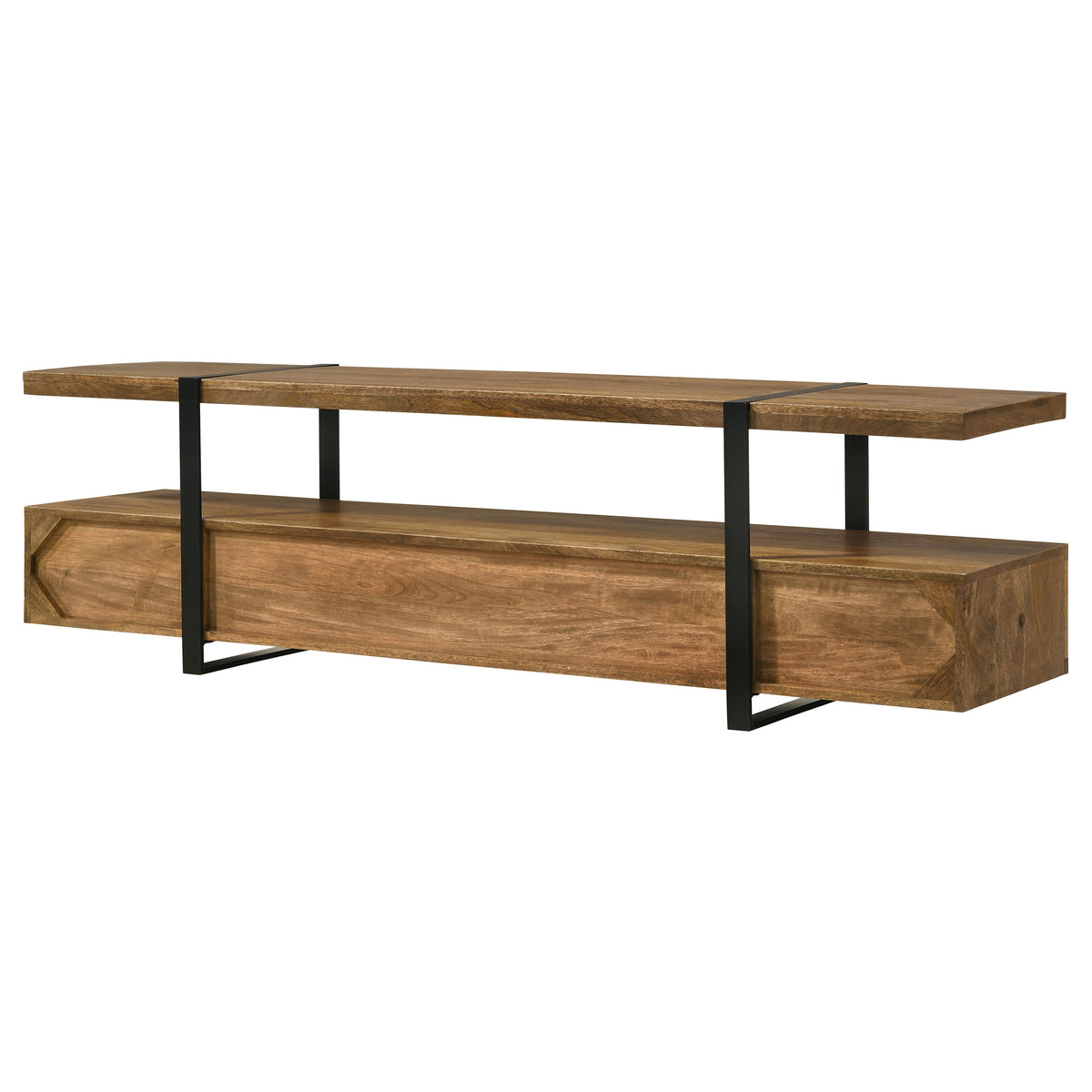 Otto 70" Mango Wood TV Stand with 5 Drawers - Rustic Brown with Gunmetal Legs – view 9