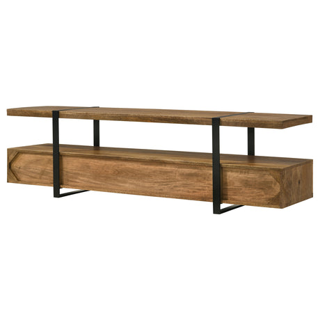 Otto 70" Mango Wood TV Stand with 5 Drawers - Rustic Brown with Gunmetal Legs – view 9