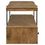Otto 70" Mango Wood TV Stand with 5 Drawers - Rustic Brown with Gunmetal Legs – view 10