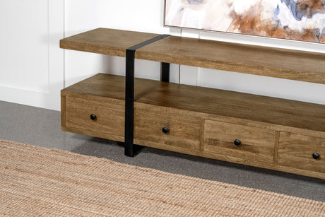 Otto 70" Mango Wood TV Stand with 5 Drawers - Rustic Brown with Gunmetal Legs – view 12