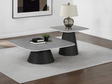 Eason 2-Piece Nesting Coffee Table Set - Concrete-Look Tops on Black Conical Bases – view 1