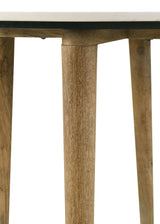 Aldis Round Marble Top Coffee & End Table - White Marble on Natural Mango Wood Tapered Legs – view 14