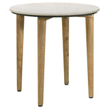 Aldis Round Marble Top Coffee & End Table - White Marble on Natural Mango Wood Tapered Legs – view 18
