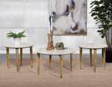 Aldis Round Marble Top Coffee & End Table - 3pcs- Coffee Table + 2 End Tables