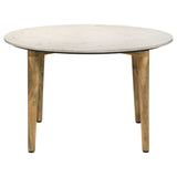 Aldis Round Marble Top Coffee & End Table - White Marble on Natural Mango Wood Tapered Legs – view 6