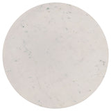 Aldis Round Marble Top Coffee & End Table - White Marble on Natural Mango Wood Tapered Legs – view 7