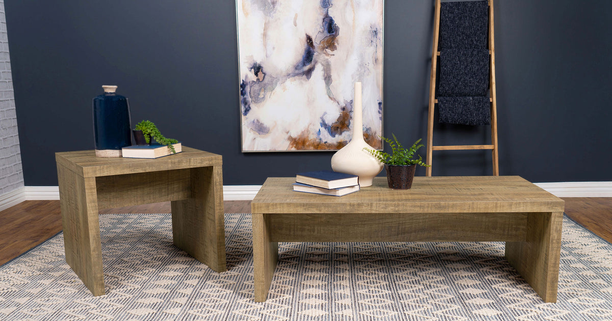 Lynette Coffee Table, End Table & Sets - Rustic Farmhouse Roughhewn Mango Finish – view 10