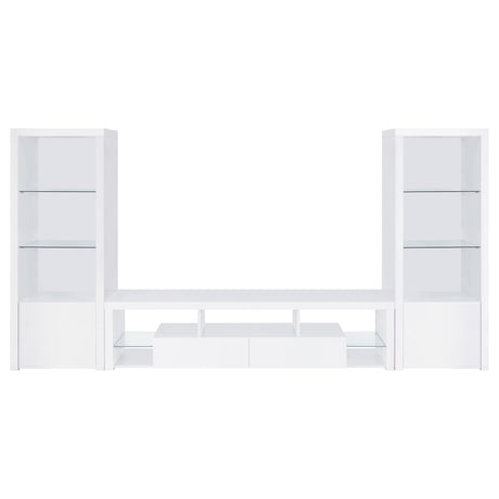 Jude 71" TV Stand & Entertainment Center with Media Towers - High Gloss White with Glass Shelves – view 6