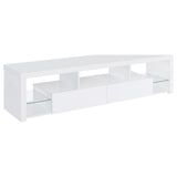 Jude 71" TV Stand & Entertainment Center with Media Towers - High Gloss White with Glass Shelves – view 7