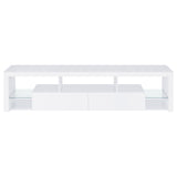 Jude 71" TV Stand & Entertainment Center with Media Towers - High Gloss White with Glass Shelves – view 9