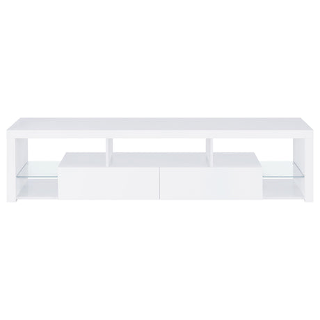 Jude 71" TV Stand & Entertainment Center with Media Towers - High Gloss White with Glass Shelves – view 9
