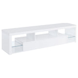 Jude 71" TV Stand & Entertainment Center with Media Towers - High Gloss White with Glass Shelves – view 11