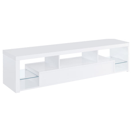 Jude 71" TV Stand & Entertainment Center with Media Towers - High Gloss White with Glass Shelves – view 11