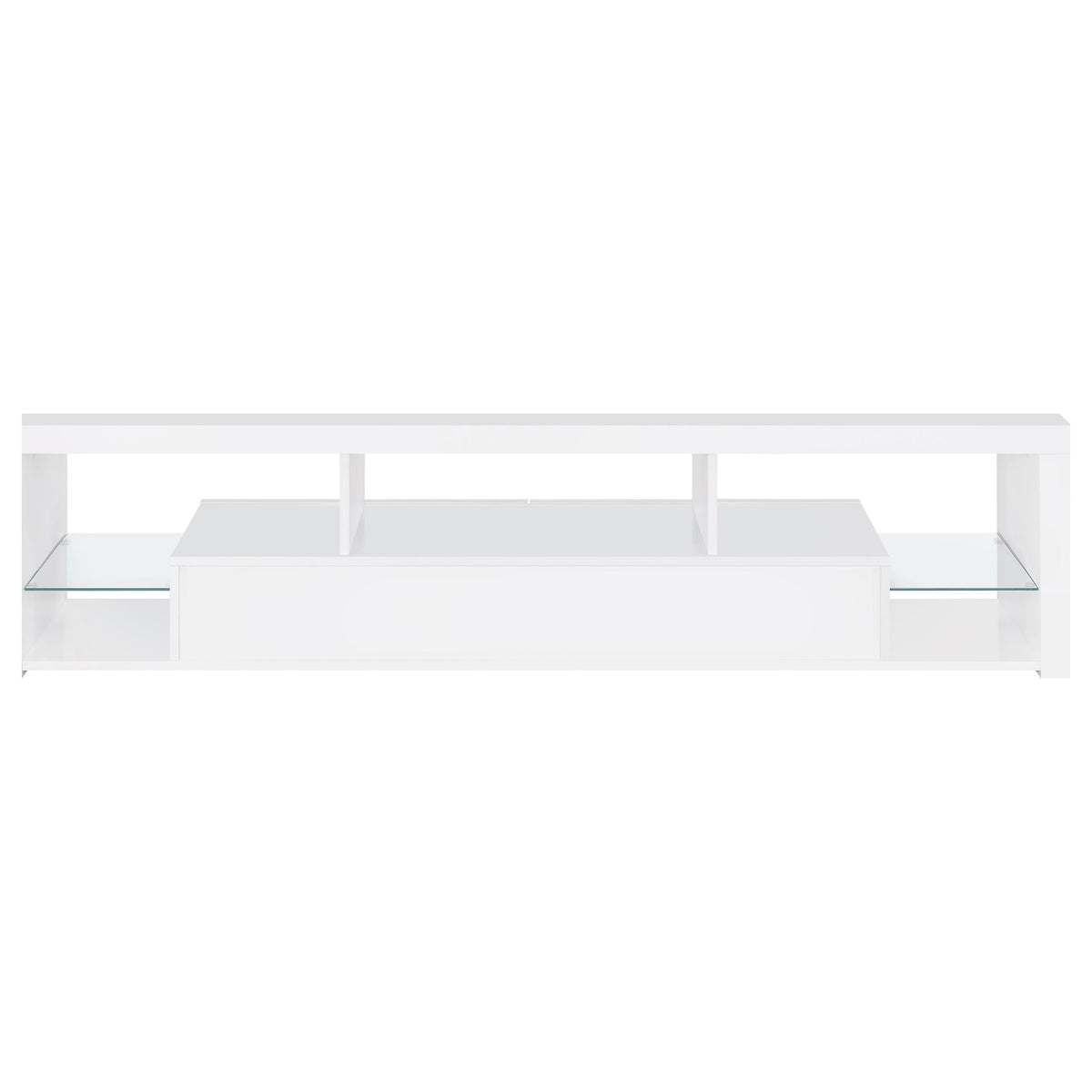 Jude 71" TV Stand & Entertainment Center with Media Towers - High Gloss White with Glass Shelves – view 12
