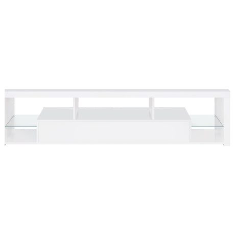 Jude 71" TV Stand & Entertainment Center with Media Towers - High Gloss White with Glass Shelves – view 12