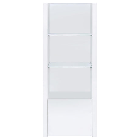 Jude 71" TV Stand & Entertainment Center with Media Towers - High Gloss White with Glass Shelves – view 15