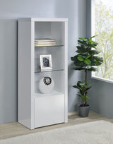 Jude 71" TV Stand & Entertainment Center with Media Towers - High Gloss White with Glass Shelves - lifestyle