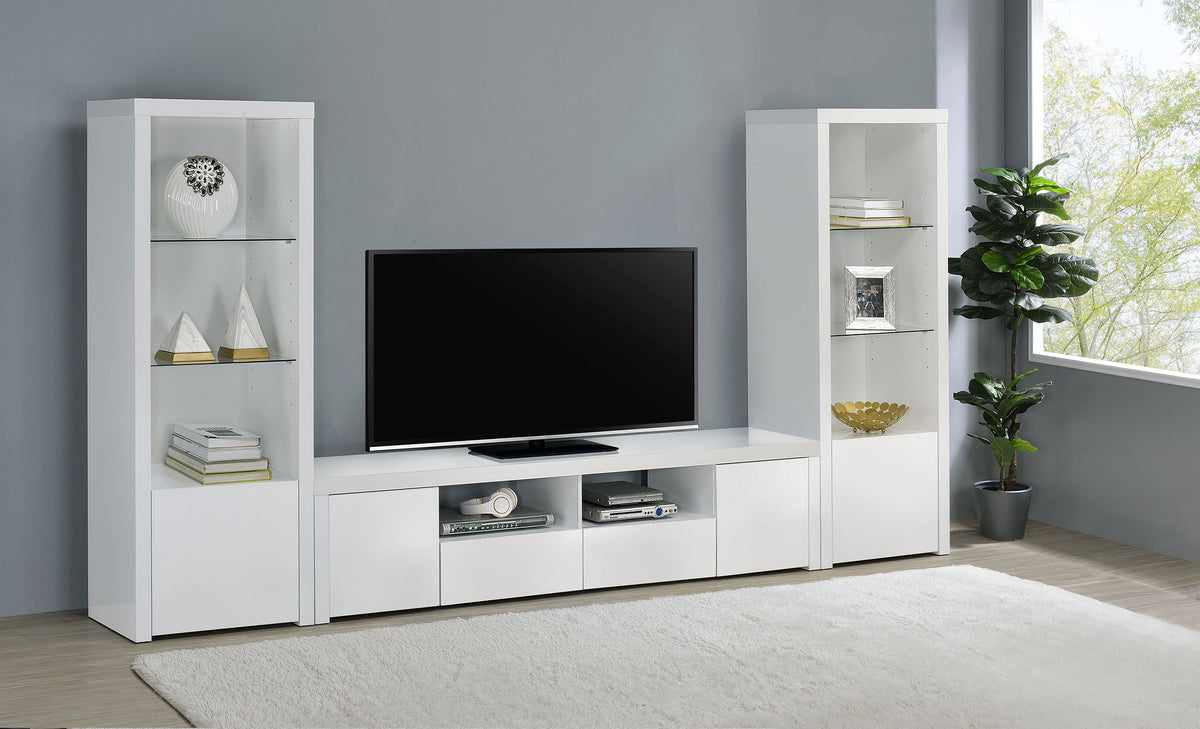Jude 79" Low-Profile TV Stand - High Gloss White with Soft-Close Drawers, Fits TVs up to 85" – view 13