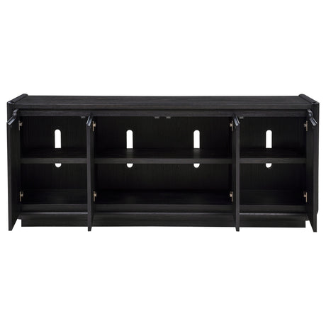 Leandro 72" TV Stand Media Console - Burnished Black Ash with Push-to-Open Doors – view 3