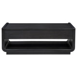 Leandro Coffee Table, End Table & Sofa Console - Burnished Black Ash with Drawers & Open Shelves – view 11