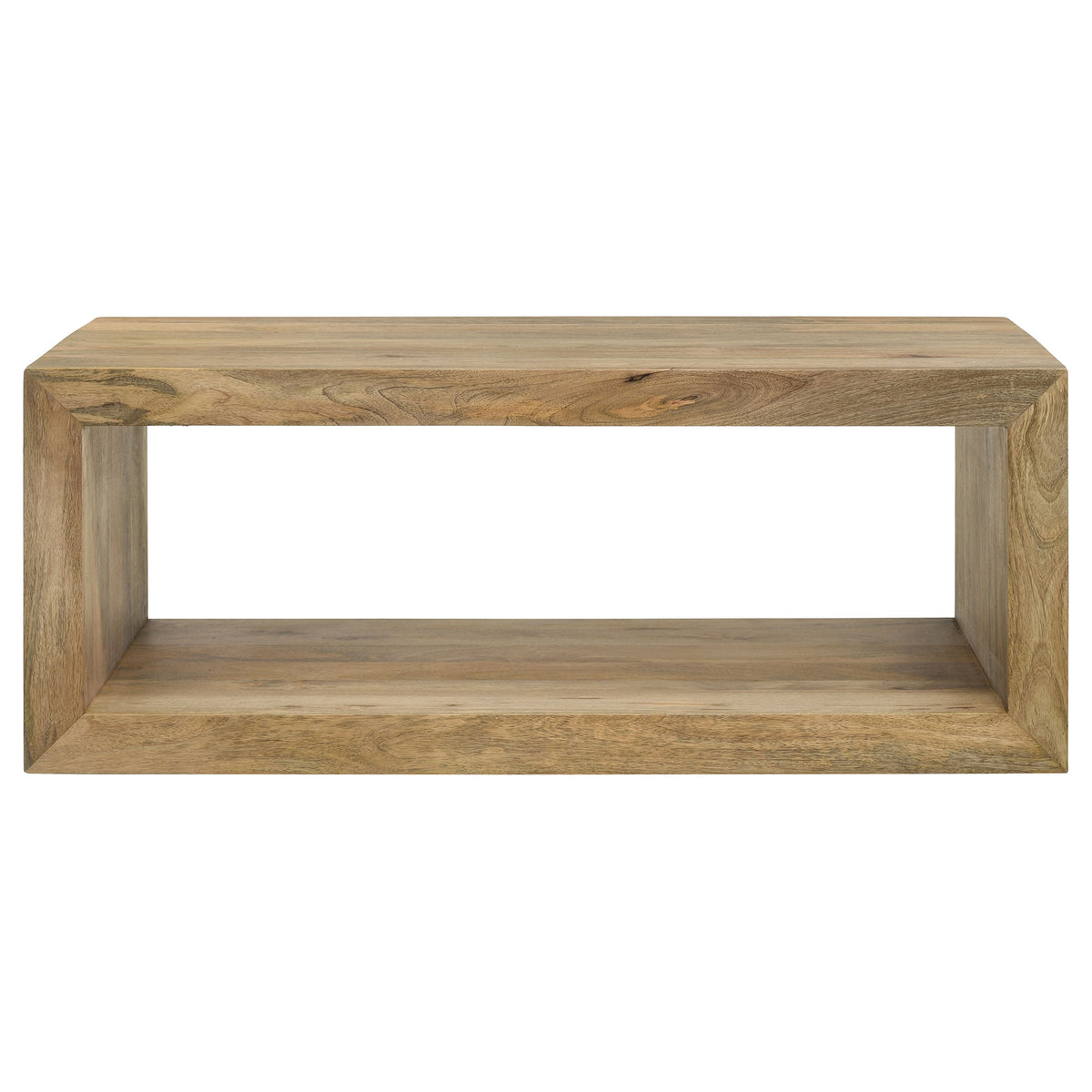 Benton Solid Mango Wood Coffee, End & Console Tables - Rustic Open-Shelf Design in Natural – view 11
