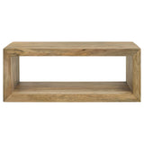 Benton Solid Mango Wood Coffee, End & Console Tables - Rustic Open-Shelf Design in Natural – view 11