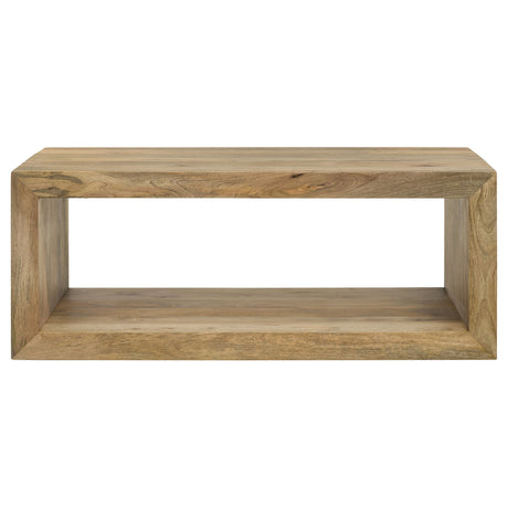 Benton Solid Mango Wood Coffee, End & Console Tables - Rustic Open-Shelf Design in Natural – view 11
