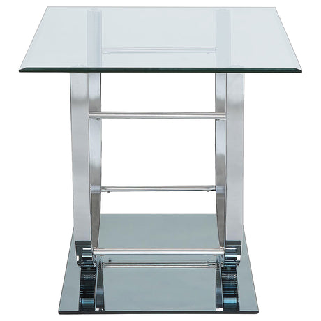 Danville Glass Top Coffee, End & Console Tables - Mirrored Base with Curved Chrome Frame – view 16
