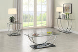 Danville Glass Top Coffee, End & Console Tables - Mirrored Base with Curved Chrome Frame – view 18