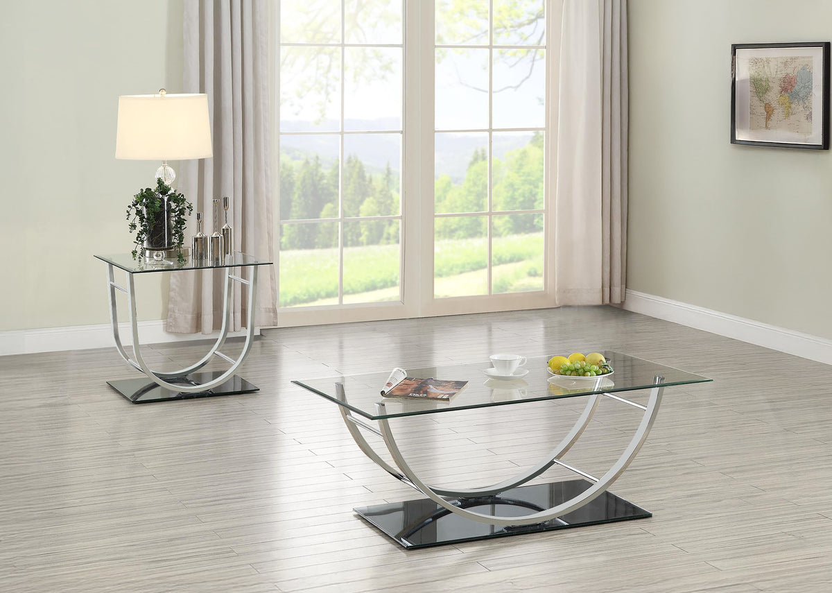 Danville Glass Top Coffee, End & Console Tables - 2pcs- Coffee Table + End Table