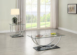 Danville Glass Top Coffee, End & Console Tables - 2pcs- Coffee Table + End Table
