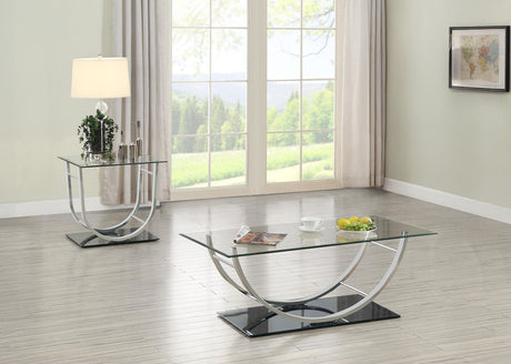 Danville Glass Top Coffee, End & Console Tables - 2pcs- Coffee Table + End Table