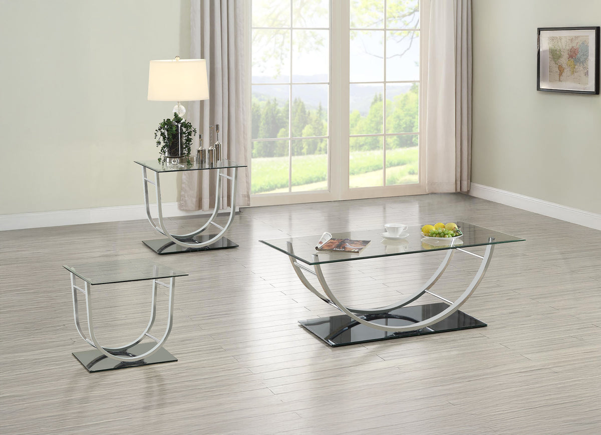 Danville Glass Top Coffee, End & Console Tables - 3pcs- Coffee Table + 2 End Tables