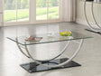 Danville Glass Top Coffee, End & Console Tables - Mirrored Base with Curved Chrome Frame – view 1