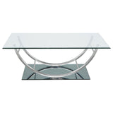 Danville Glass Top Coffee, End & Console Tables - Mirrored Base with Curved Chrome Frame – view 9