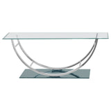Danville Glass Top Coffee, End & Console Tables - Mirrored Base with Curved Chrome Frame – view 10