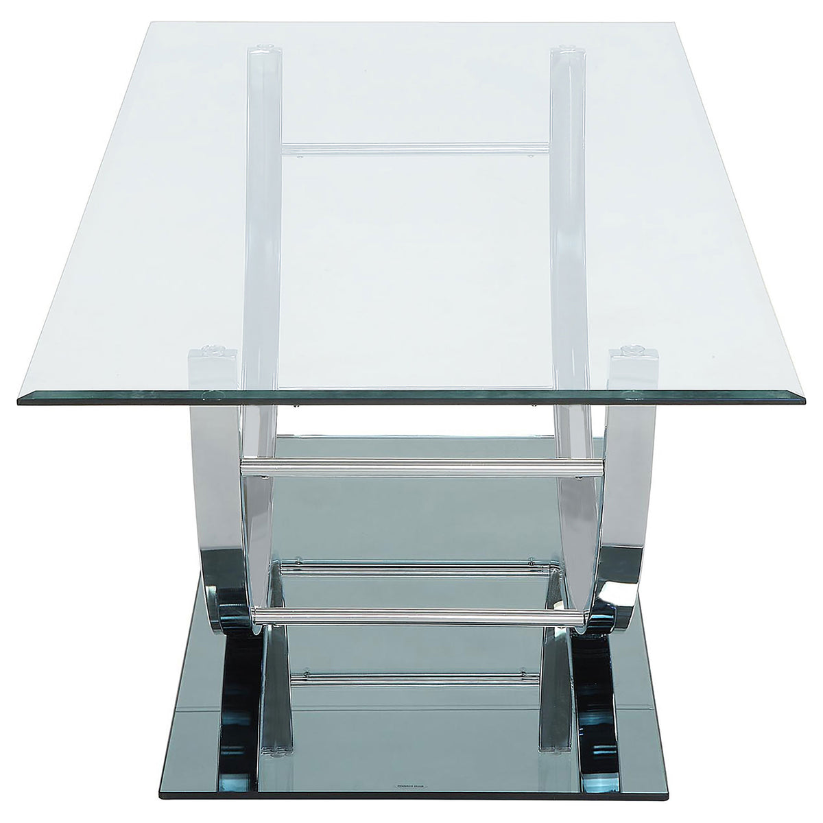 Danville Glass Top Coffee, End & Console Tables - Mirrored Base with Curved Chrome Frame – view 11
