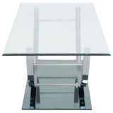 Danville Glass Top Coffee, End & Console Tables - Mirrored Base with Curved Chrome Frame – view 11