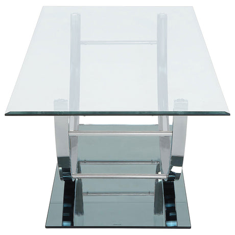 Danville Glass Top Coffee, End & Console Tables - Mirrored Base with Curved Chrome Frame – view 11